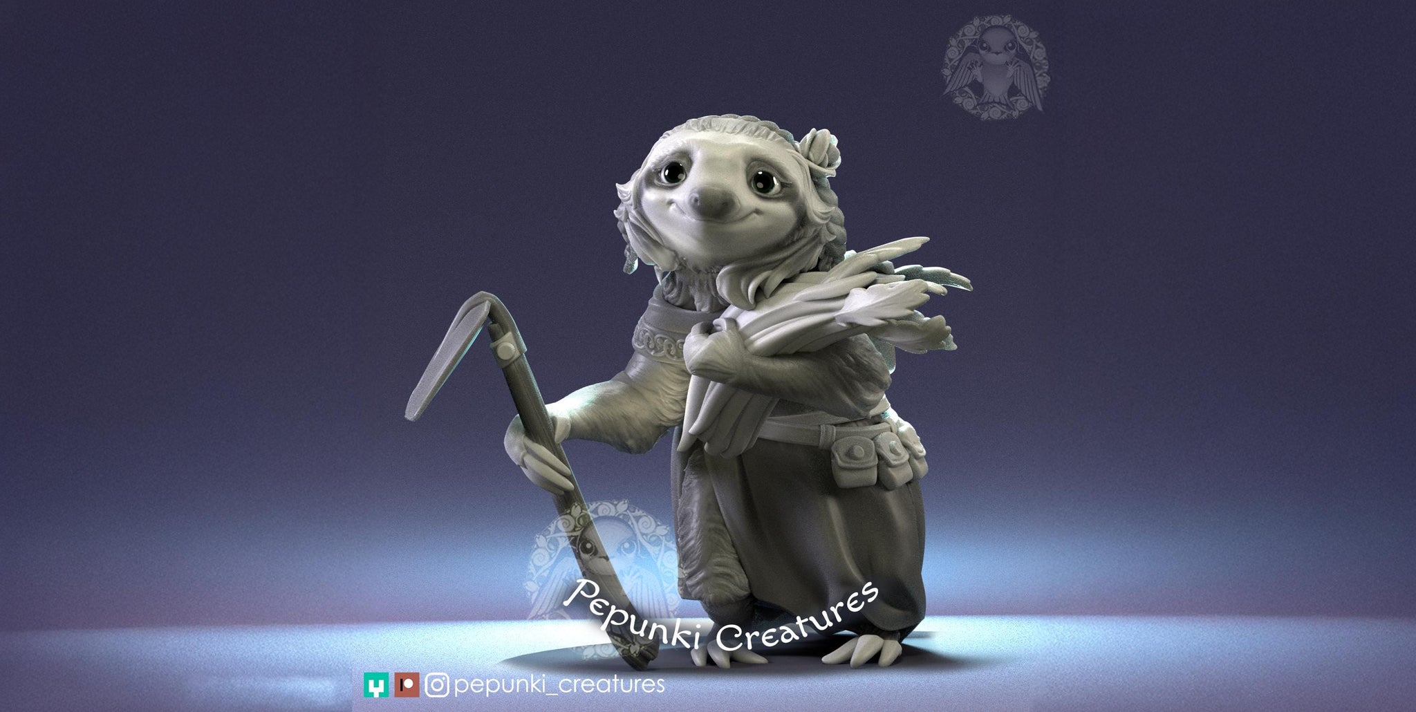 Sloth Mom Miniature | Tabletop RPG Miniature | Pepunki Creatures | Roleplaying 3D Printed Fantasy Mini - 3DPrintDen