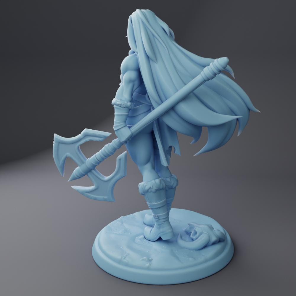 Female Barbarian Miniature, Inga | Twin Goddess Miniatures | Tabletop RPG Miniature | Roleplaying 3D Printed Fantasy Mini - 3DPrintDen