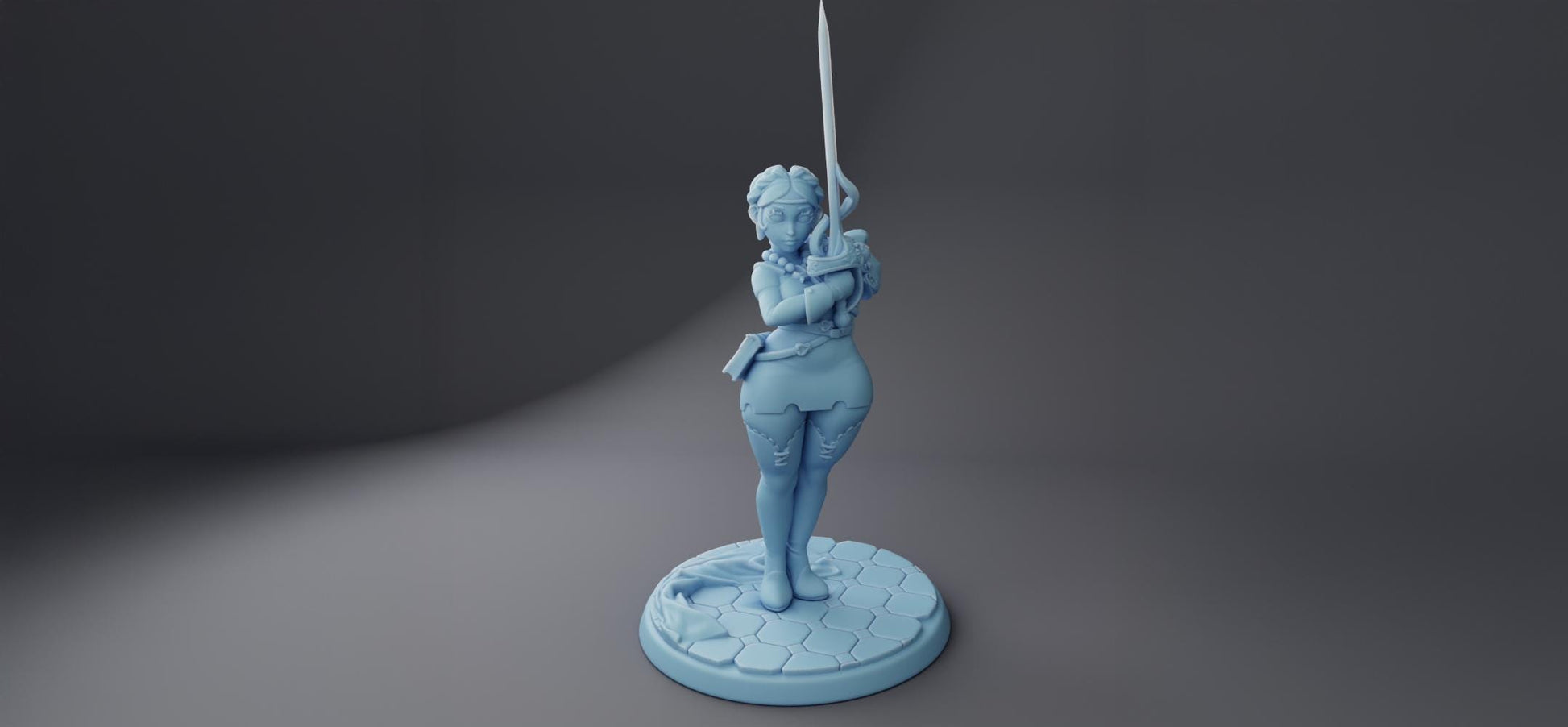 Female Fencer Miniature, Kesselle | Twin Goddess Miniatures | Tabletop RPG Miniature | Roleplaying 3D Printed Fantasy Mini - 3DPrintDen