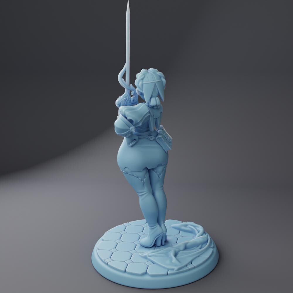 Female Fencer Miniature, Kesselle | Twin Goddess Miniatures | Tabletop RPG Miniature | Roleplaying 3D Printed Fantasy Mini - 3DPrintDen