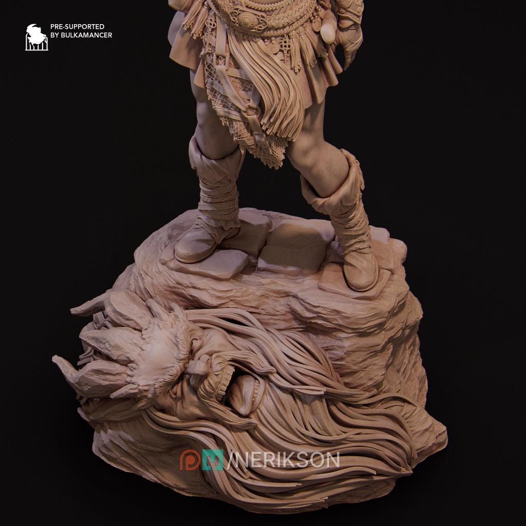 Female Barbarian Mercenary Miniature, Lia | Tabletop RPG Miniature | Nerikson | Roleplaying 3D Printed Fantasy Mini - 3DPrintDen