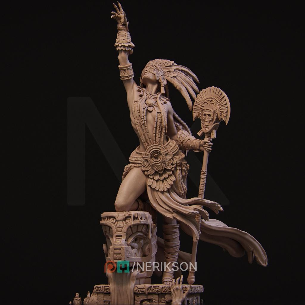 Priestess of Death Miniature, Necalin | Tabletop RPG Miniature | Nerikson | Roleplaying 3D Printed Fantasy Mini - 3DPrintDen