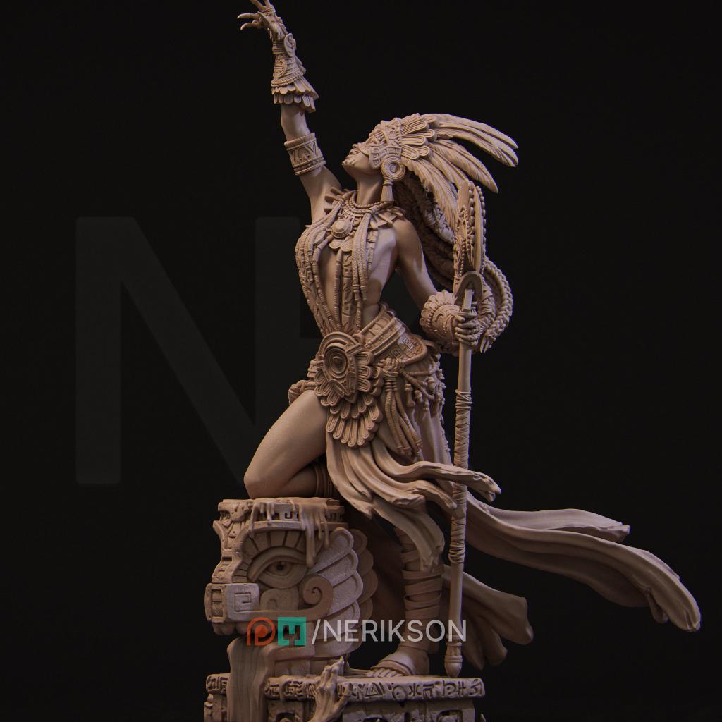 Priestess of Death Miniature, Necalin | Tabletop RPG Miniature | Nerikson | Roleplaying 3D Printed Fantasy Mini - 3DPrintDen