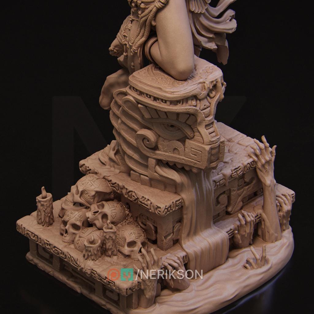 Priestess of Death Miniature, Necalin | Tabletop RPG Miniature | Nerikson | Roleplaying 3D Printed Fantasy Mini - 3DPrintDen