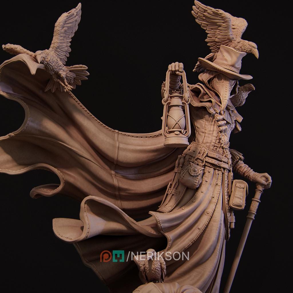 Plague Doctor Miniature | Tabletop RPG Miniature | Nerikson | Roleplaying 3D Printed Fantasy Mini - 3DPrintDen