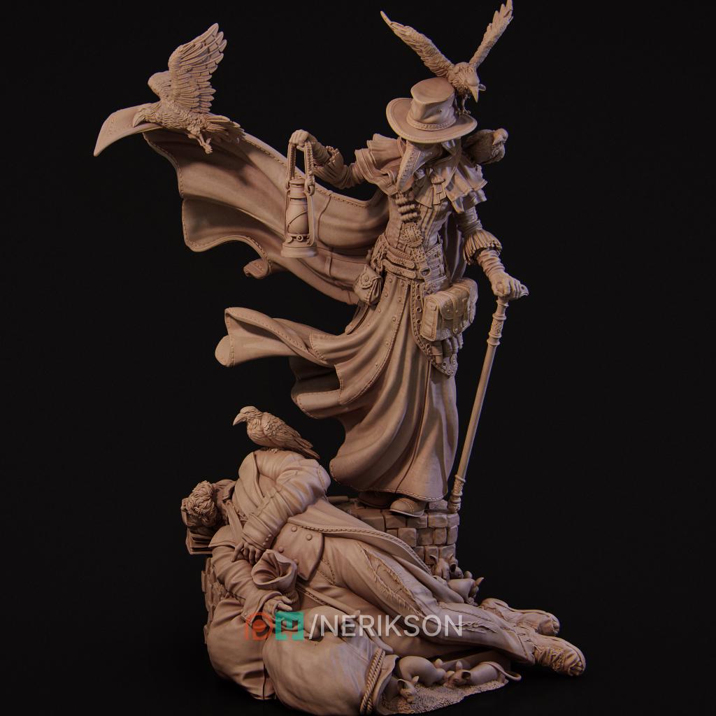 Plague Doctor Miniature | Tabletop RPG Miniature | Nerikson | Roleplaying 3D Printed Fantasy Mini - 3DPrintDen