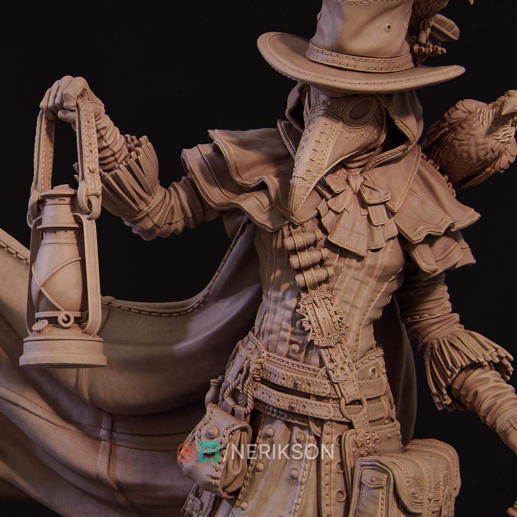 Plague Doctor Miniature | Tabletop RPG Miniature | Nerikson | Roleplaying 3D Printed Fantasy Mini - 3DPrintDen