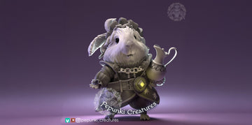 Guinea Pig Merchant Miniature | Tabletop RPG Miniature | Pepunki Creatures | Roleplaying 3D Printed Fantasy Mini - 3DPrintDen