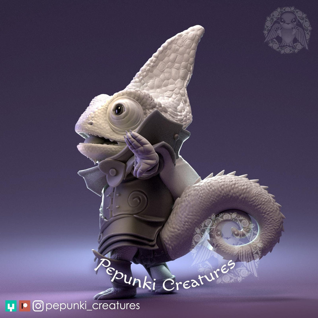 Chameleon Knight Miniature | Tabletop RPG Miniature | Pepunki Creatures | Roleplaying 3D Printed Fantasy Mini - 3DPrintDen