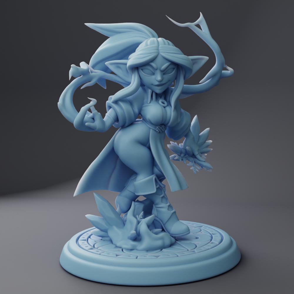 Goblin Sorceress Miniature, Frostflaire | Twin Goddess Miniatures | Tabletop RPG Miniature | Roleplaying 3D Printed Fantasy Mini - 3DPrintDen