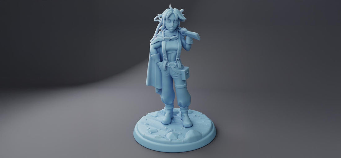 Female Ranger Miniature, Lucy | Twin Goddess Miniatures | Tabletop RPG Miniature | Roleplaying 3D Printed Fantasy Mini - 3DPrintDen