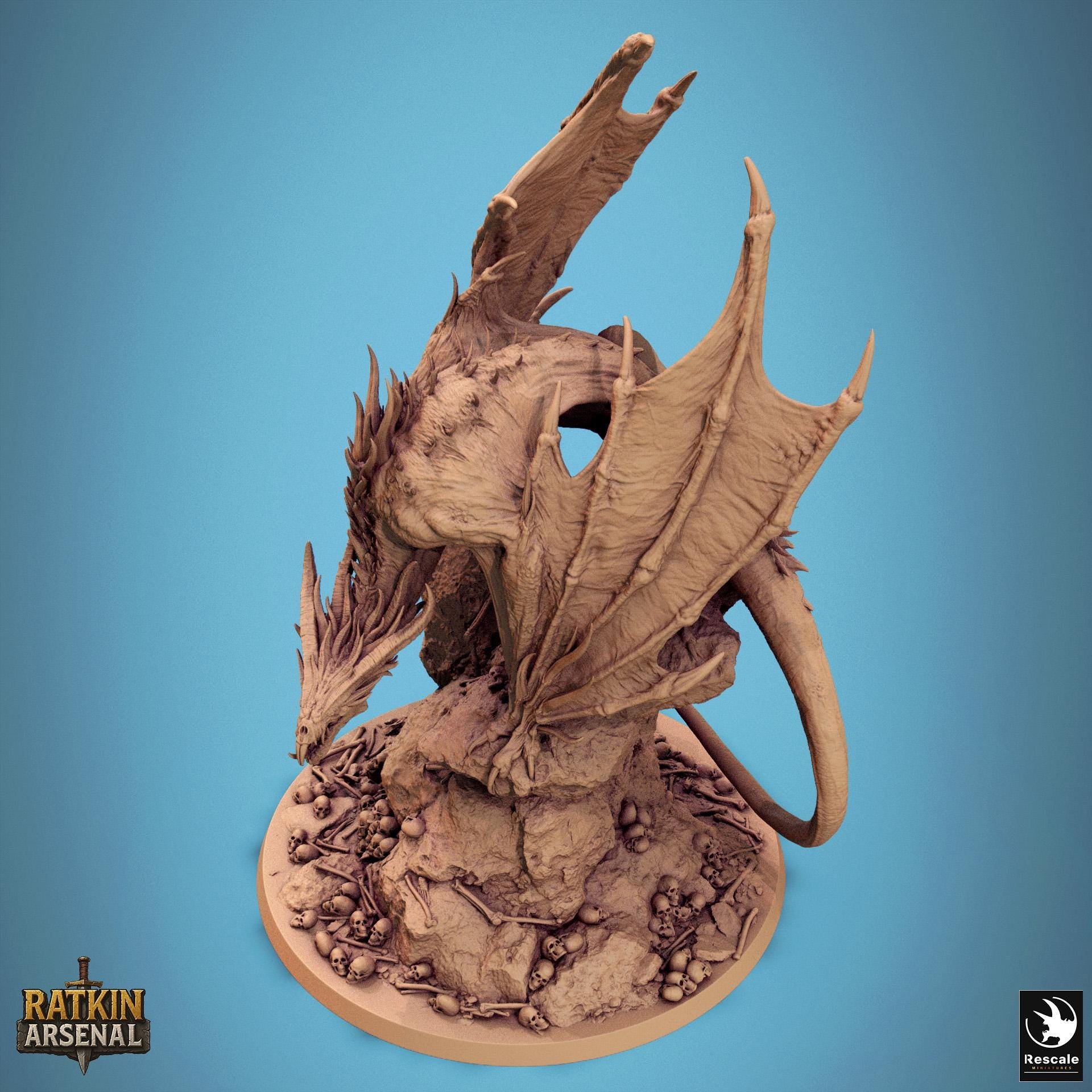 Crypt Wyrm Miniature | Tabletop RPG Miniature | Rescale Miniature | Roleplaying 3D Printed Fantasy Mini - 3DPrintDen