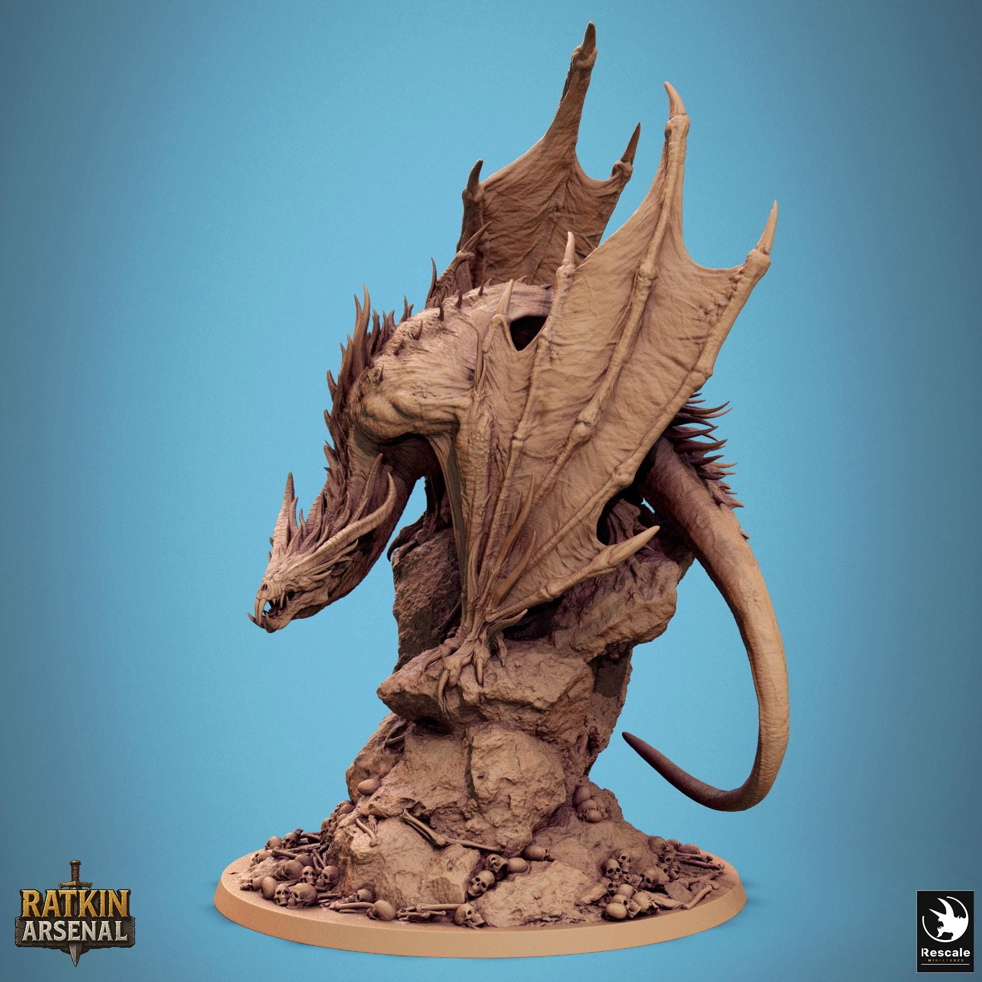 Crypt Wyrm Miniature | Tabletop RPG Miniature | Rescale Miniature | Roleplaying 3D Printed Fantasy Mini - 3DPrintDen