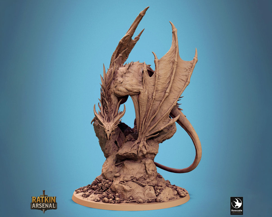 Crypt Wyrm Miniature | Tabletop RPG Miniature | Rescale Miniature | Roleplaying 3D Printed Fantasy Mini - 3DPrintDen