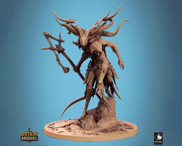 Rat Demon Muckpriest Miniature | Tabletop RPG Miniature | Rescale Miniature | Roleplaying 3D Printed Fantasy Mini - 3DPrintDen