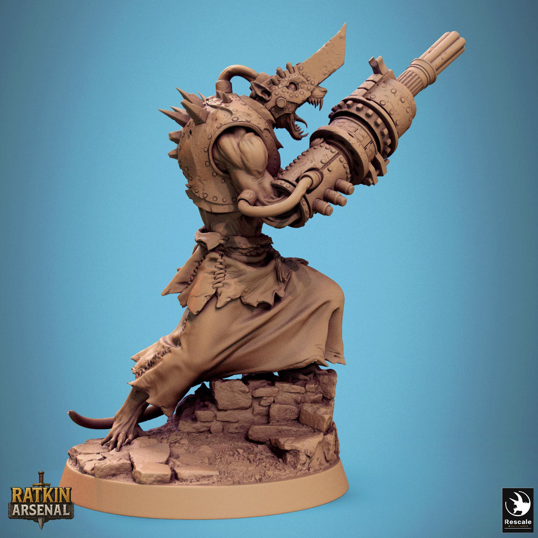 Ratfolk Gunner Miniature | Tabletop RPG Miniature | Rescale Miniature | Roleplaying 3D Printed Fantasy Mini - 3DPrintDen