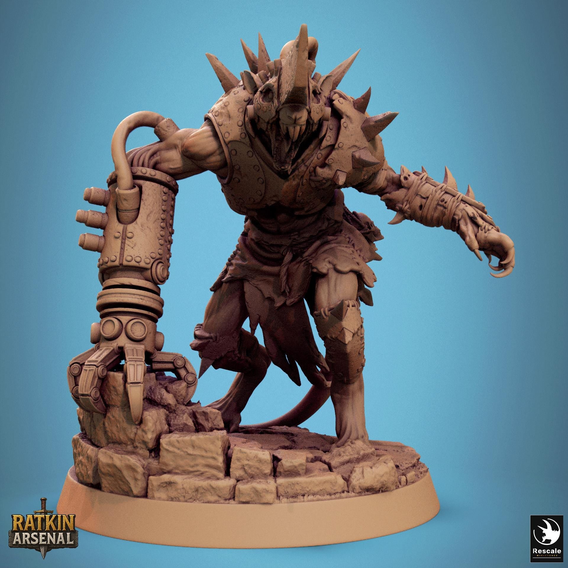 Ratfolk Gunner Miniature | Tabletop RPG Miniature | Rescale Miniature | Roleplaying 3D Printed Fantasy Mini - 3DPrintDen