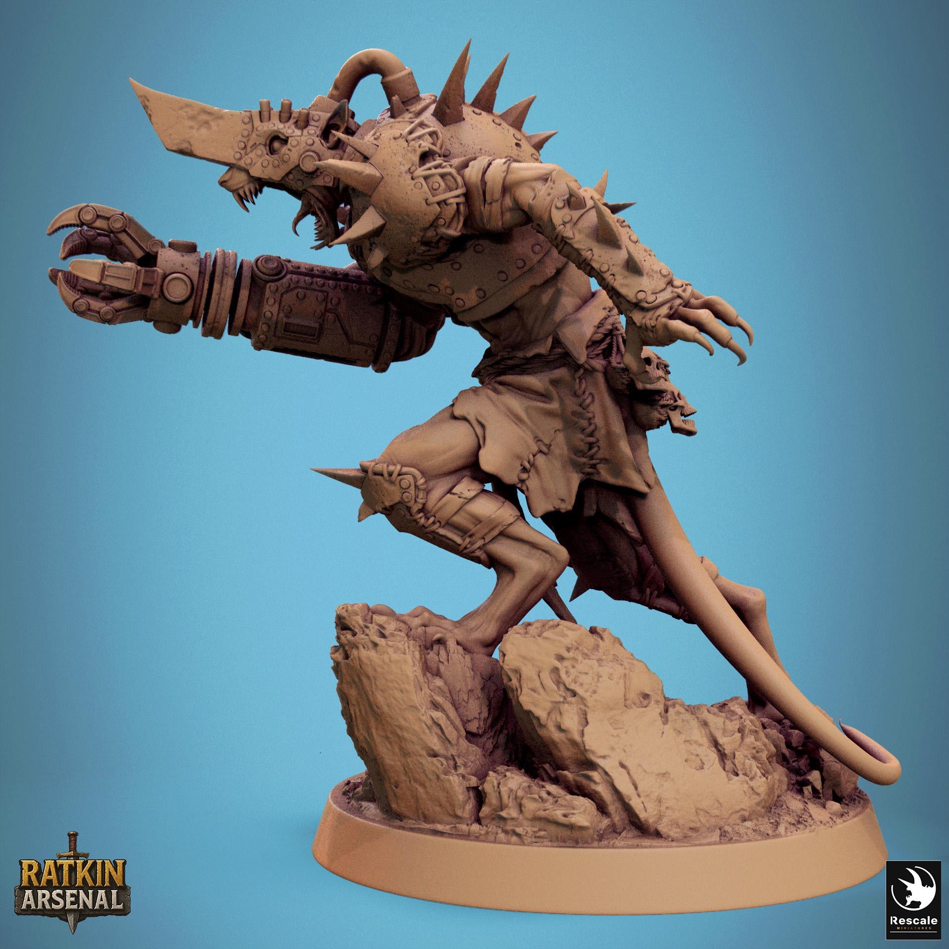 Ratfolk Gunner Miniature | Tabletop RPG Miniature | Rescale Miniature | Roleplaying 3D Printed Fantasy Mini - 3DPrintDen