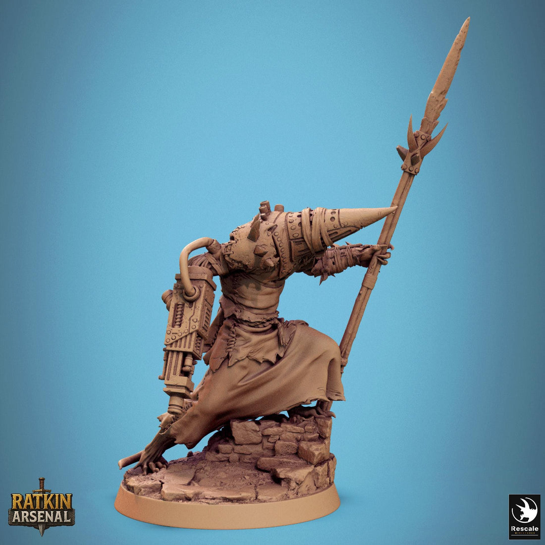 Ratfolk Masked Gunner Miniature | Tabletop RPG Miniature | Rescale Miniature | Roleplaying 3D Printed Fantasy Mini - 3DPrintDen