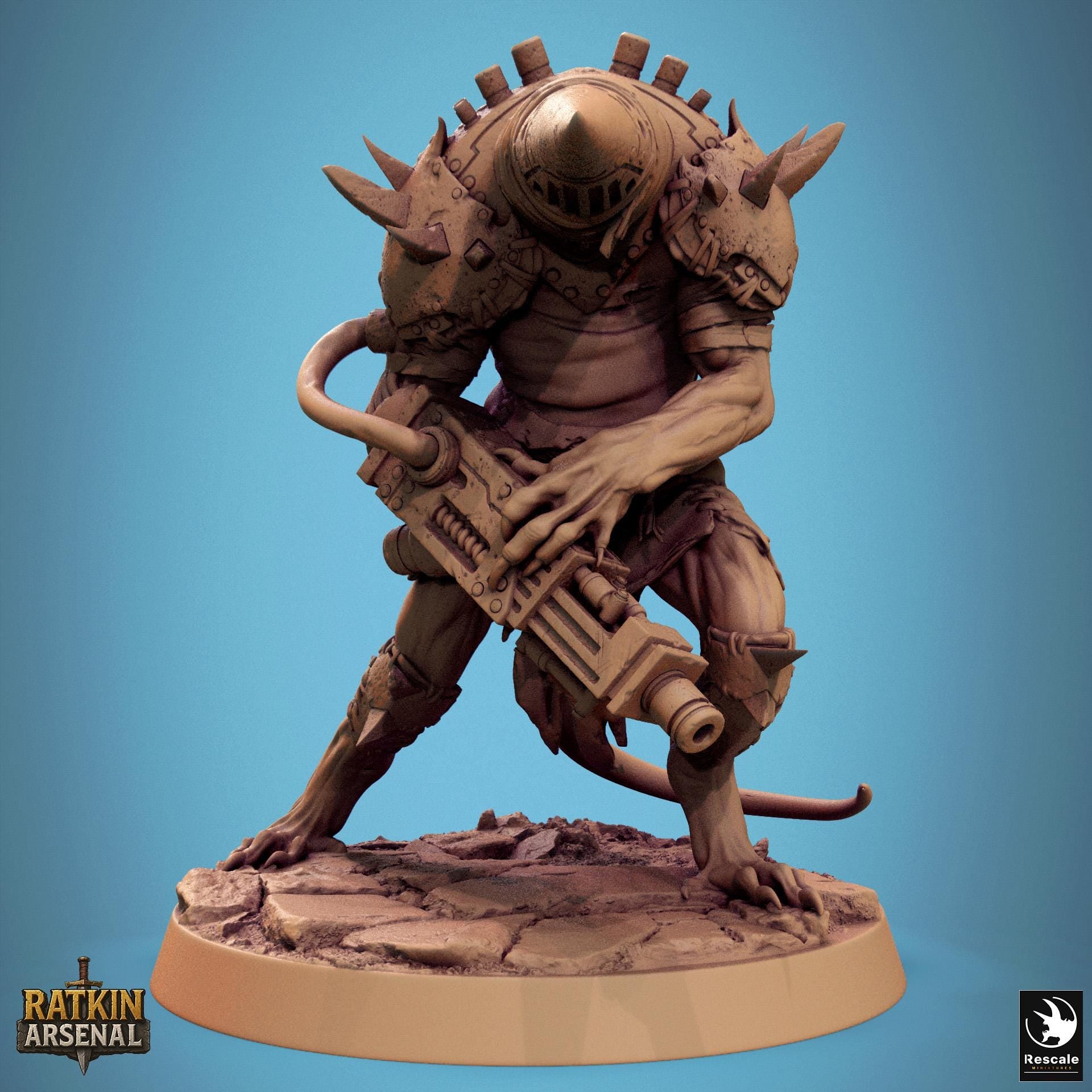 Ratfolk Masked Gunner Miniature | Tabletop RPG Miniature | Rescale Miniature | Roleplaying 3D Printed Fantasy Mini - 3DPrintDen
