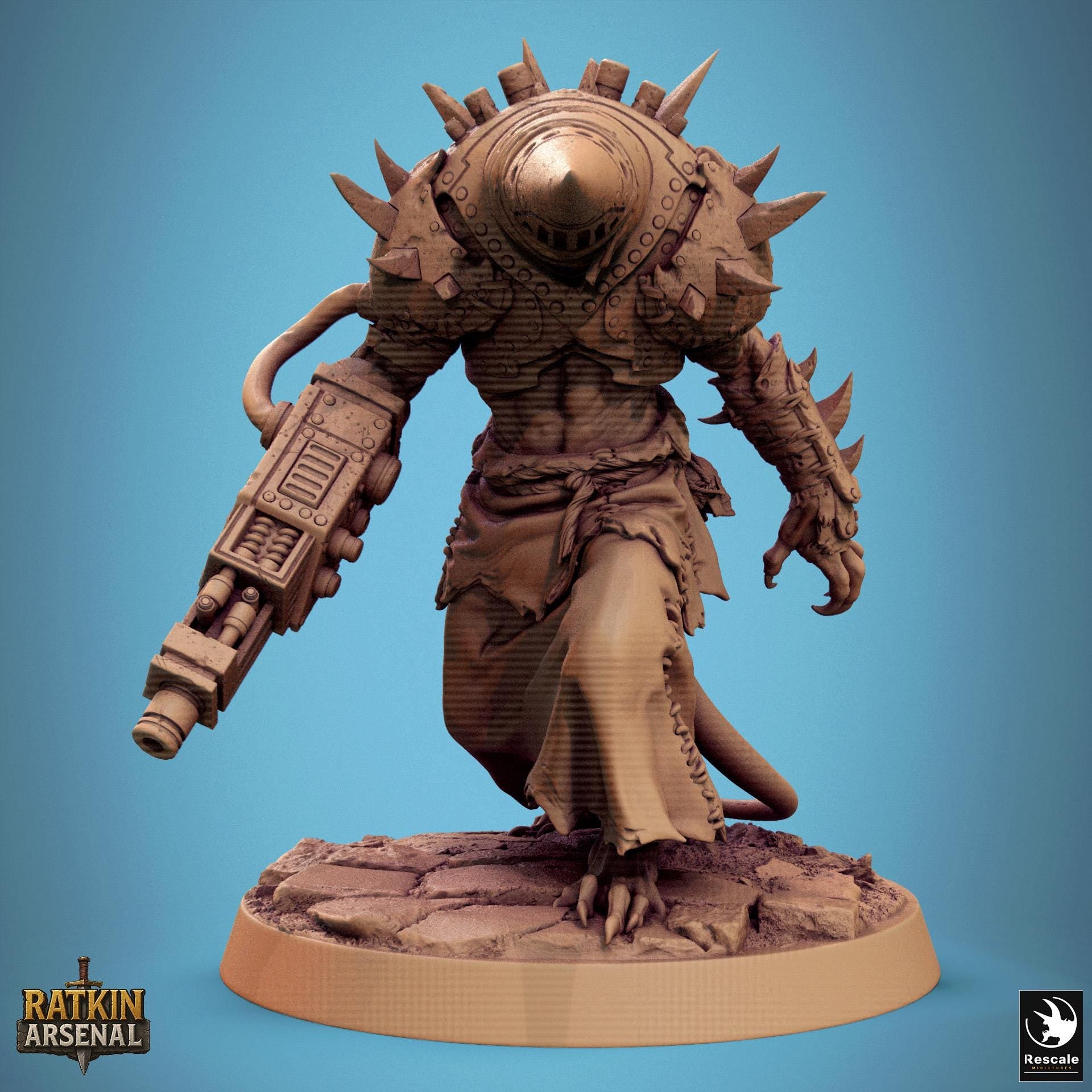 Ratfolk Masked Gunner Miniature | Tabletop RPG Miniature | Rescale Miniature | Roleplaying 3D Printed Fantasy Mini - 3DPrintDen