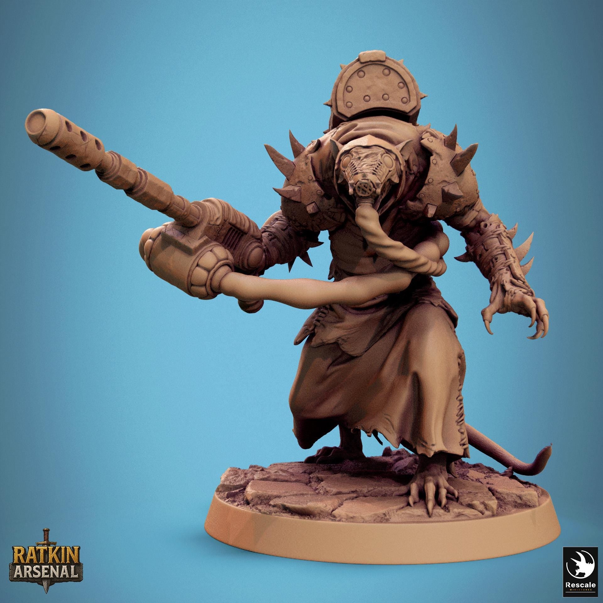Ratfolk Poison Miniature | Tabletop RPG Miniature | Rescale Miniature | Roleplaying 3D Printed Fantasy Mini - 3DPrintDen