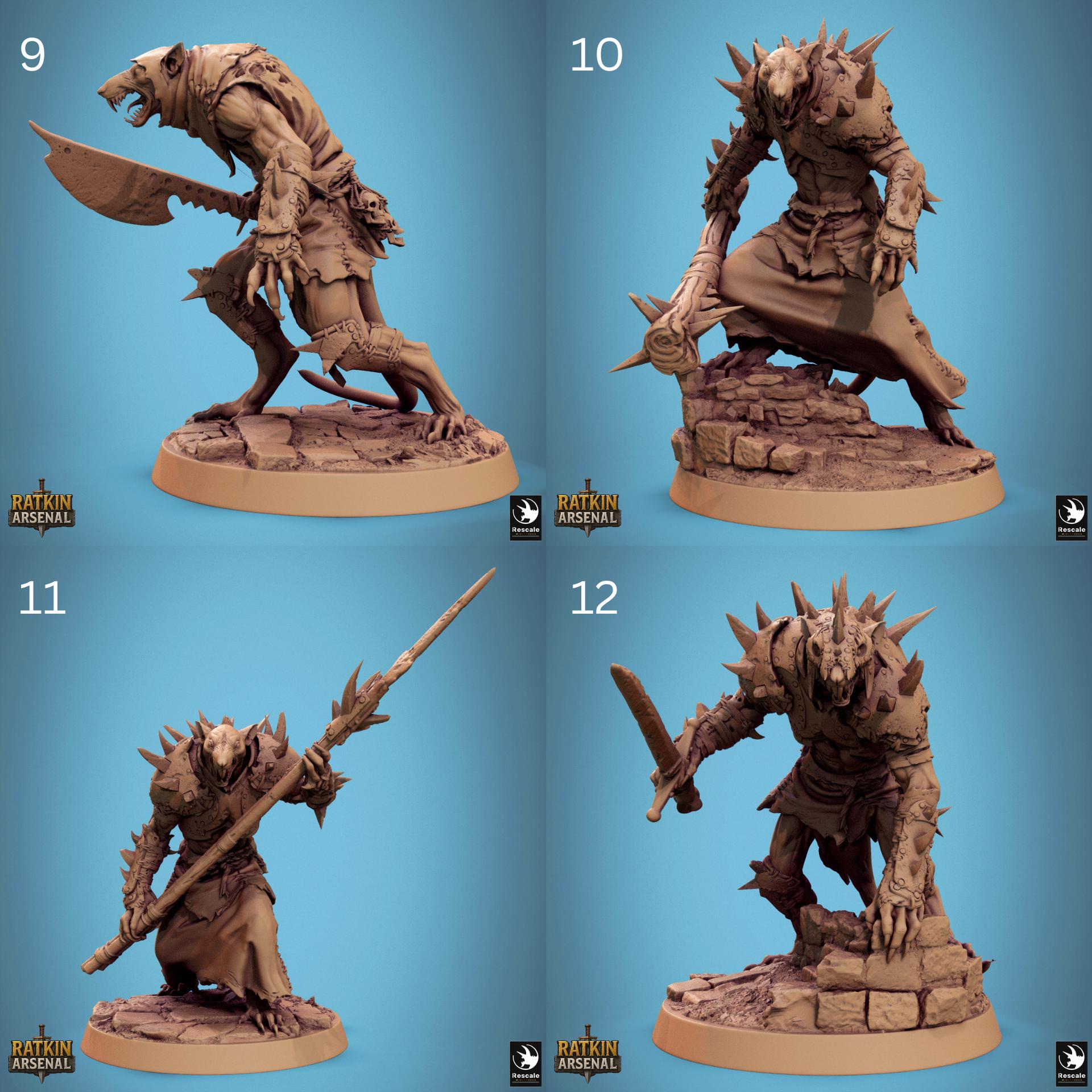 Ratfolk Warrior Miniature | Tabletop RPG Miniature | Rescale Miniature | Roleplaying 3D Printed Fantasy Mini - 3DPrintDen