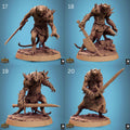 Ratfolk Warrior Miniature | Tabletop RPG Miniature | Rescale Miniature | Roleplaying 3D Printed Fantasy Mini - 3DPrintDen