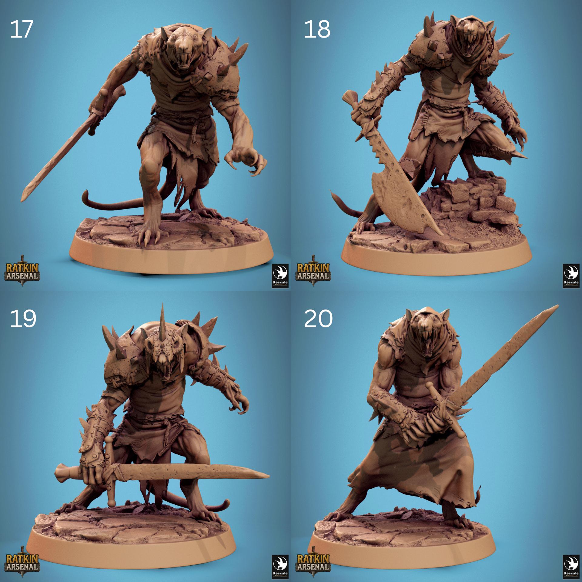 Ratfolk Warrior Miniature | Tabletop RPG Miniature | Rescale Miniature | Roleplaying 3D Printed Fantasy Mini - 3DPrintDen