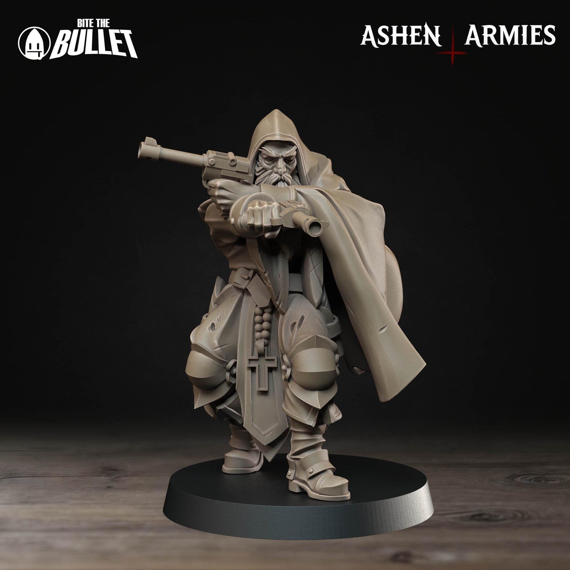 Sniper Priest Miniature, Pistols | Tabletop RPG Miniature | Bite the Bullet | Roleplaying 3D Printed Fantasy Mini - 3DPrintDen