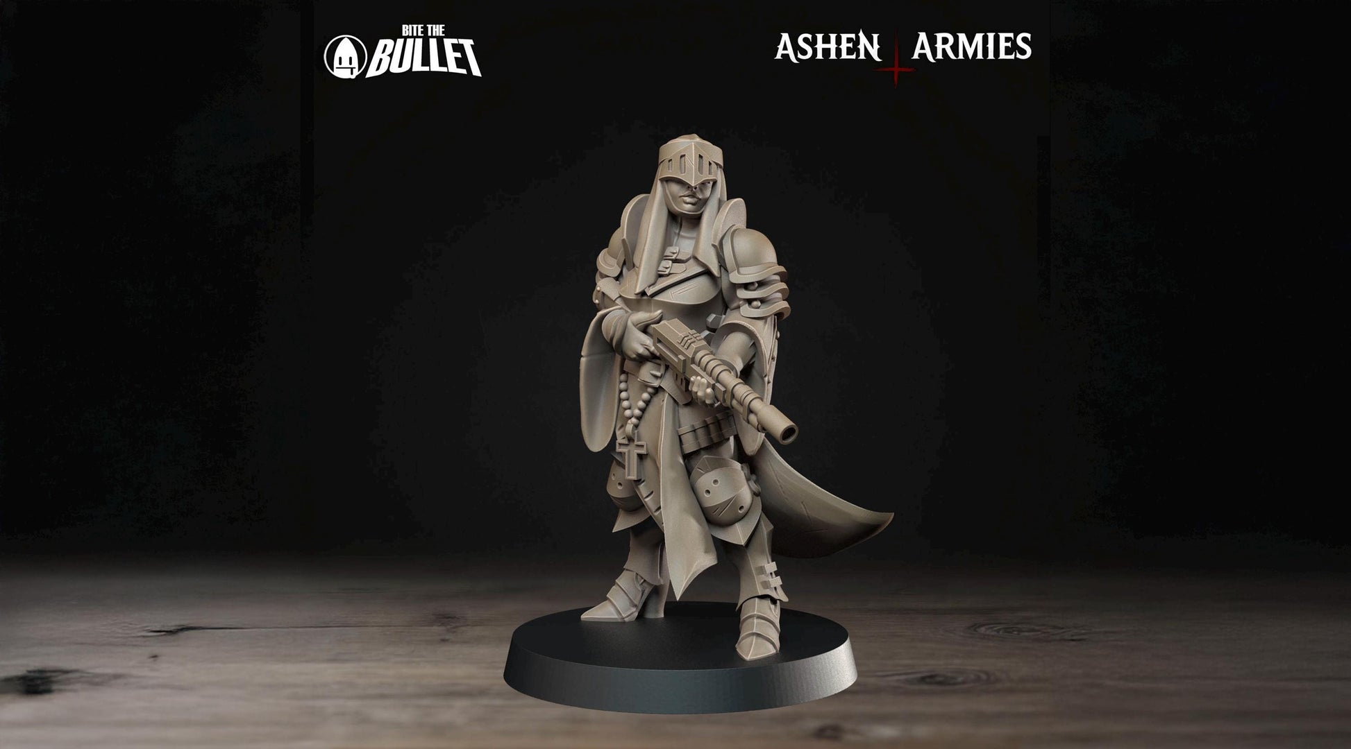 Female Sniper Priest Miniature, Rifle | Tabletop RPG Miniature | Bite the Bullet | Roleplaying 3D Printed Fantasy Mini - 3DPrintDen