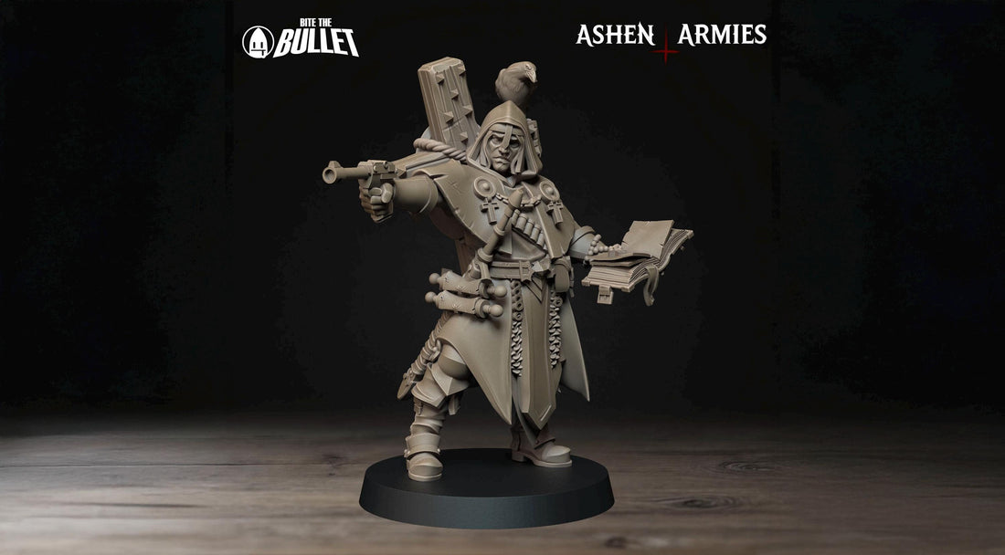Trench Cleric Miniature | Tabletop RPG Miniature | Bite the Bullet | Roleplaying 3D Printed Fantasy Mini - 3DPrintDen