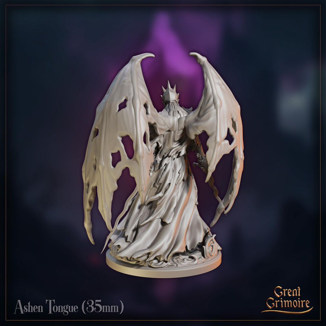 Ashen Tongue Demon | Tabletop RPG Miniature | Great Grimoire | Roleplaying 3D Printed Fantasy Mini - 3DPrintDen