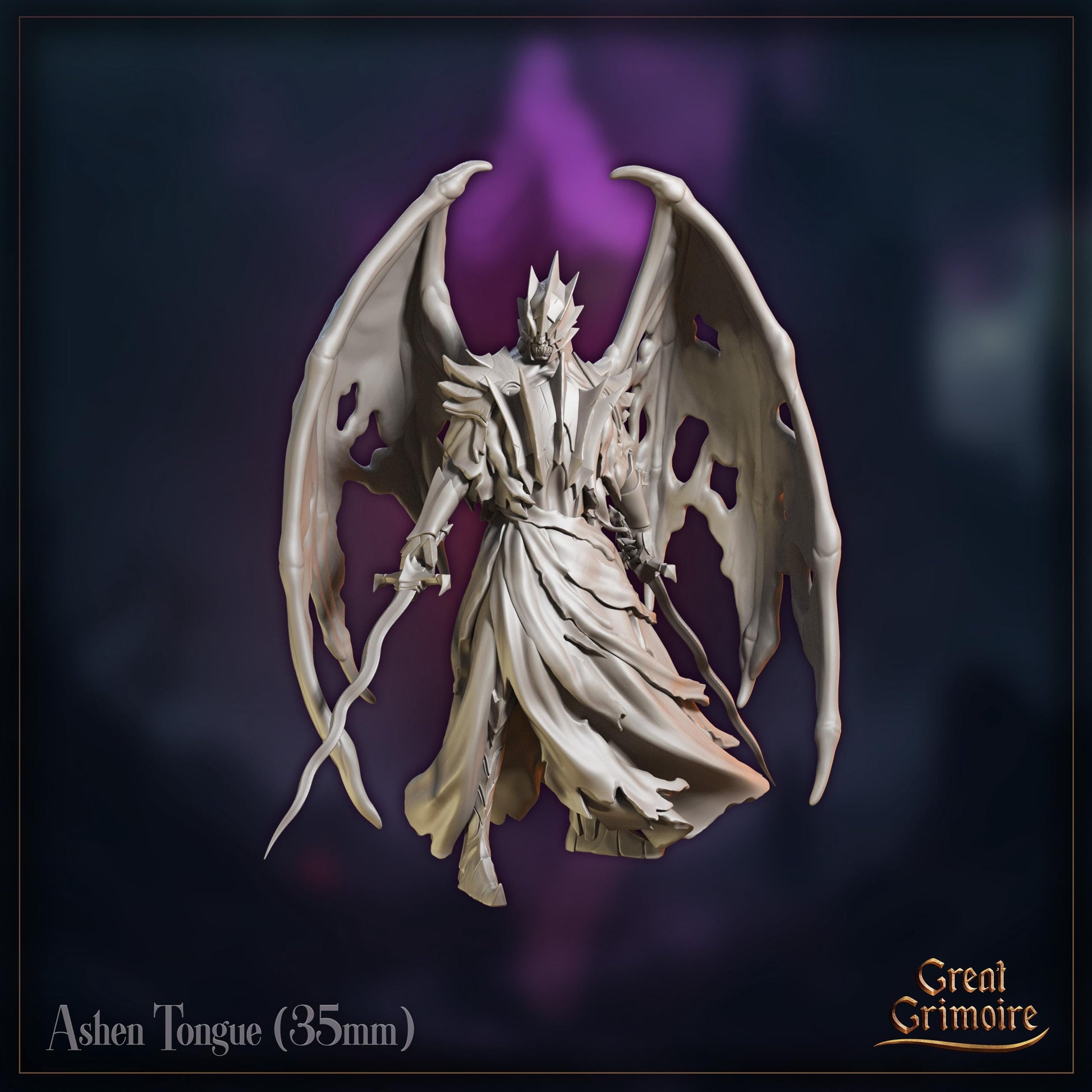 Ashen Tongue Demon | Tabletop RPG Miniature | Great Grimoire | Roleplaying 3D Printed Fantasy Mini - 3DPrintDen