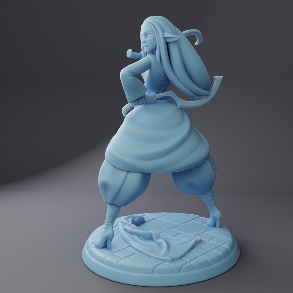 Female Firbolg Bladedancer Miniature, Shahana | Twin Goddess Miniatures | Tabletop RPG Miniature | Roleplaying 3D Printed Fantasy Mini - 3DPrintDen