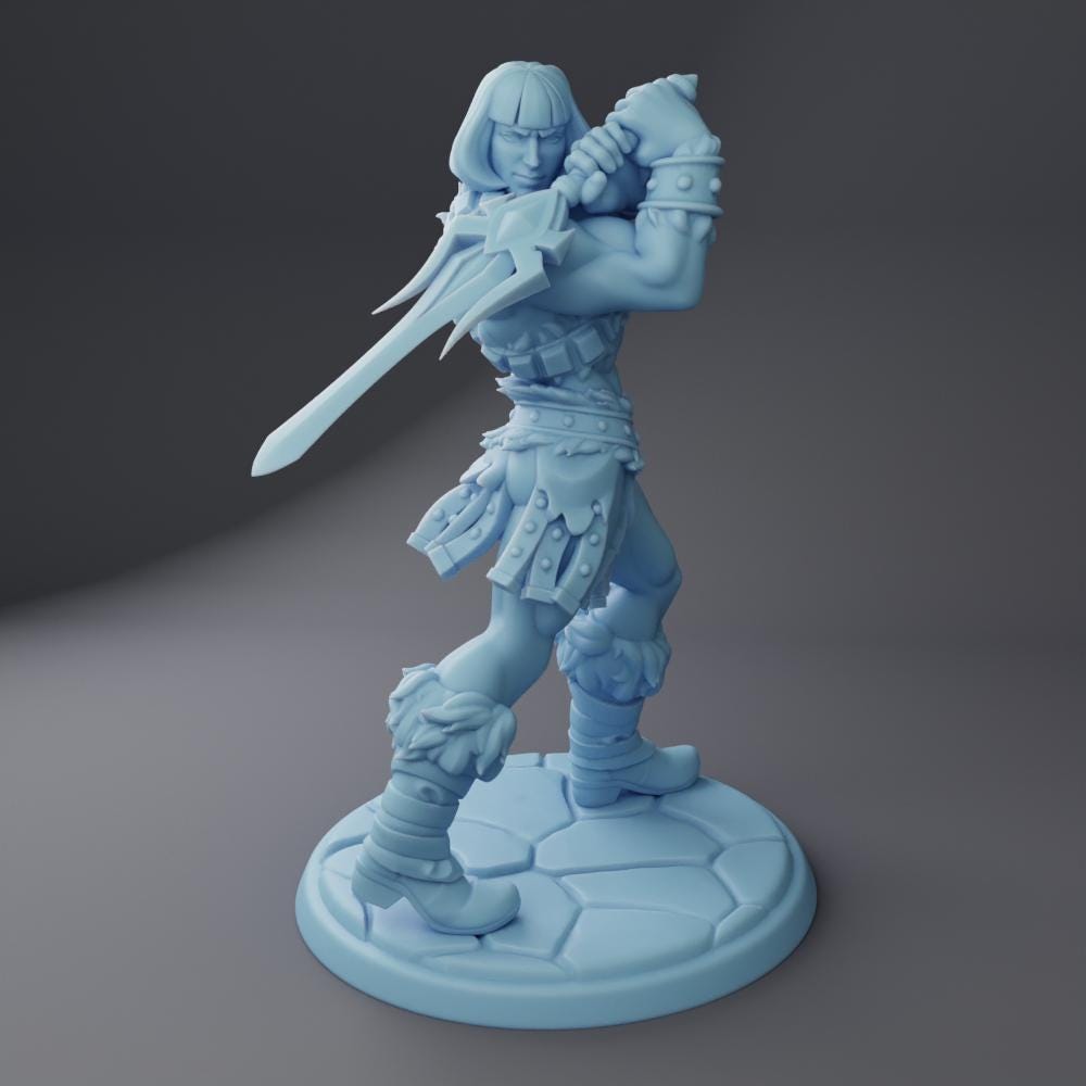 Barbarian Miniature, Himbro | Twin Goddess Miniatures | Tabletop RPG Miniature | Roleplaying 3D Printed Fantasy Mini - 3DPrintDen