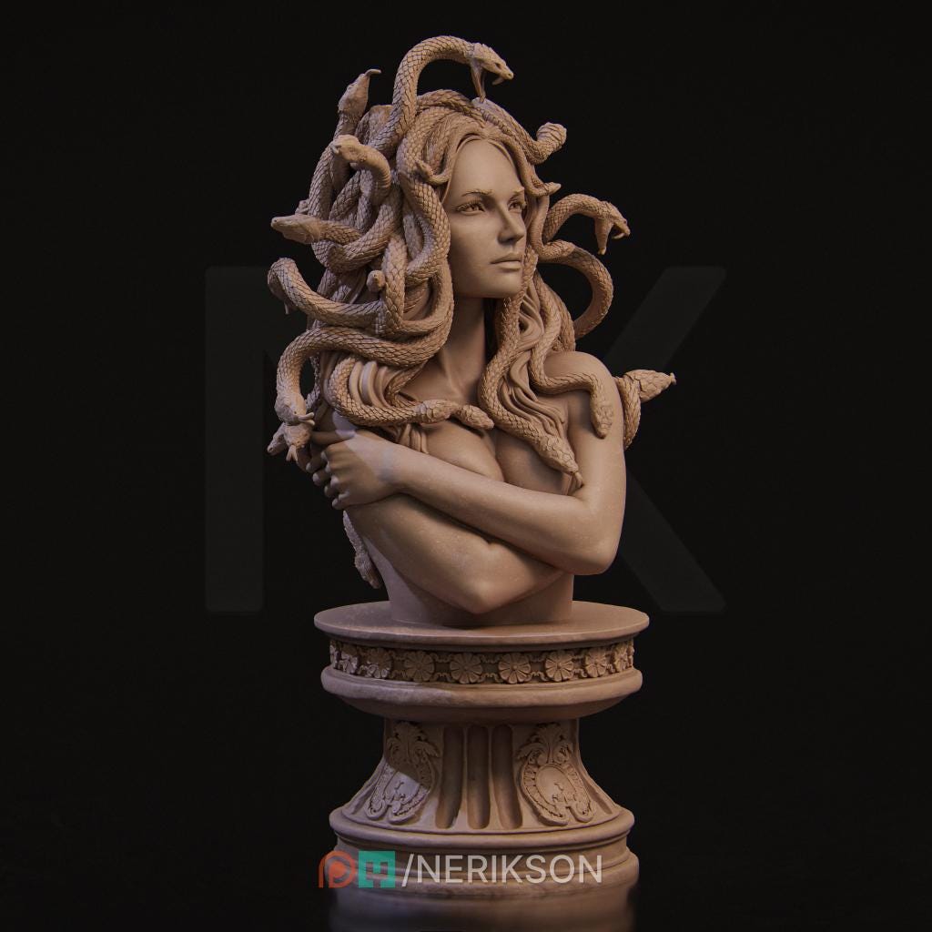 Medusa Bust | Tabletop RPG Miniature | Nerikson | Roleplaying 3D Printed Fantasy Mini - 3DPrintDen