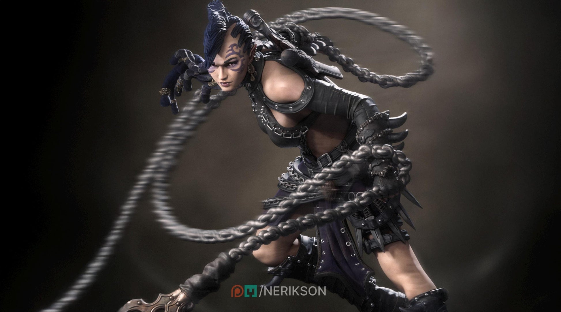 Female Shadow Elf Warrior Miniature, Zestari | Tabletop RPG Miniature | Nerikson | Roleplaying 3D Printed Fantasy Mini - 3DPrintDen