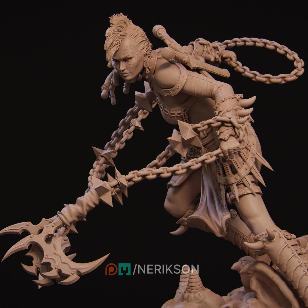 Female Shadow Elf Warrior Miniature, Zestari | Tabletop RPG Miniature | Nerikson | Roleplaying 3D Printed Fantasy Mini - 3DPrintDen