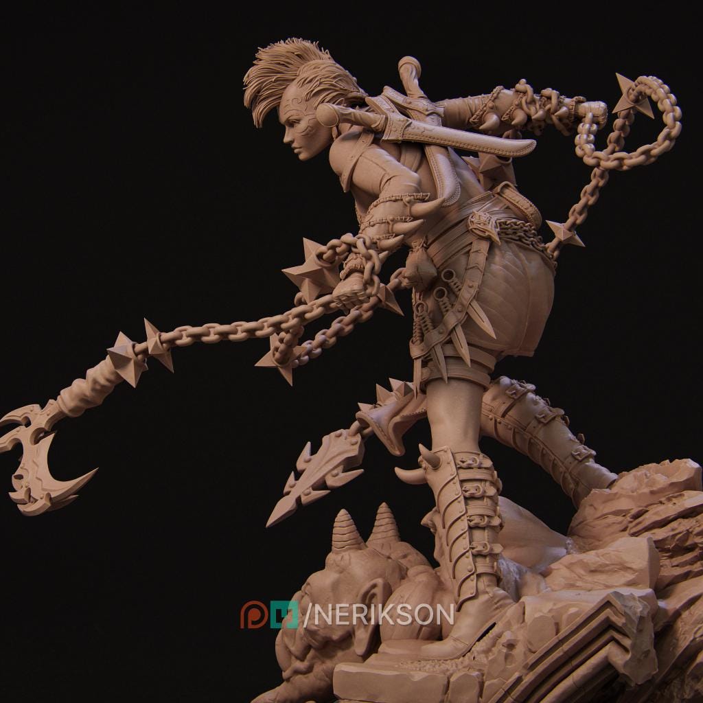 Female Shadow Elf Warrior Miniature, Zestari | Tabletop RPG Miniature | Nerikson | Roleplaying 3D Printed Fantasy Mini - 3DPrintDen