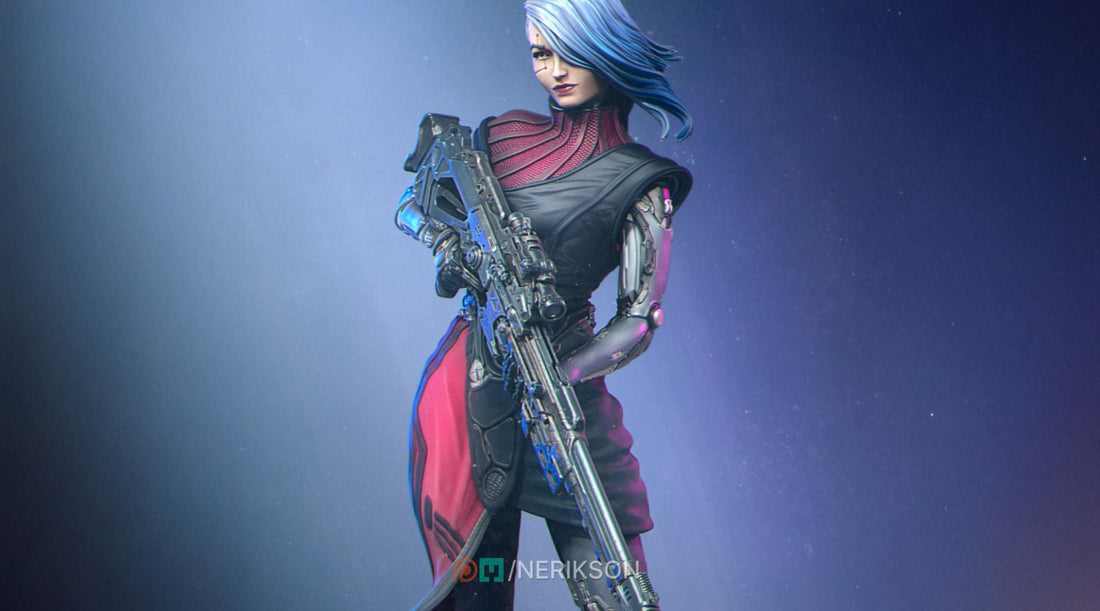 Female Sniper Assassin Miniature, Aryn | Tabletop RPG Miniature | Nerikson | Roleplaying 3D Printed Fantasy Mini - 3DPrintDen
