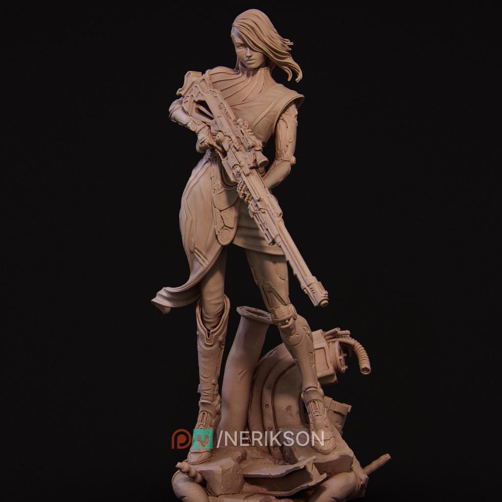 Female Sniper Assassin Miniature, Aryn | Tabletop RPG Miniature | Nerikson | Roleplaying 3D Printed Fantasy Mini - 3DPrintDen