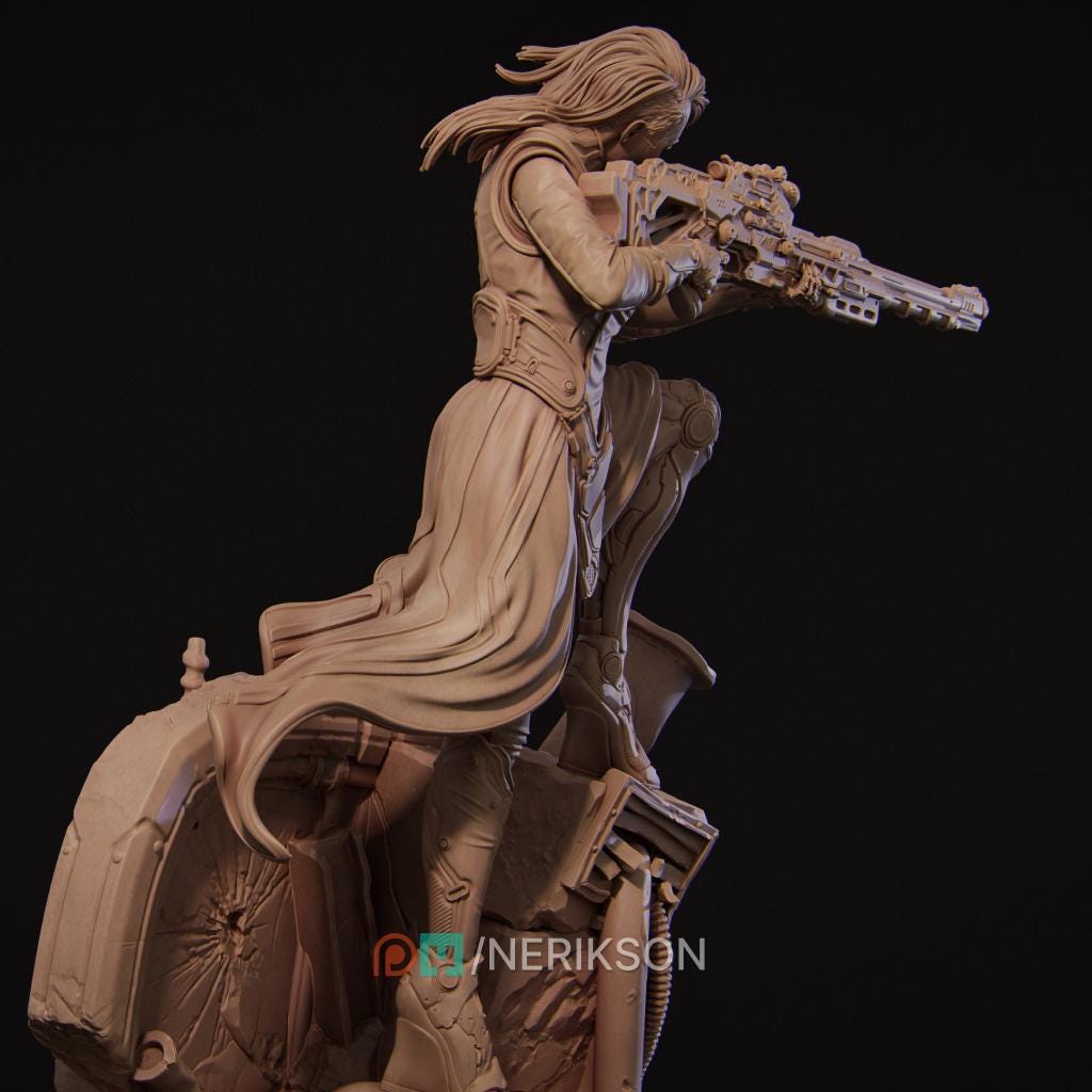 Female Sniper Assassin Miniature, Aryn | Tabletop RPG Miniature | Nerikson | Roleplaying 3D Printed Fantasy Mini - 3DPrintDen