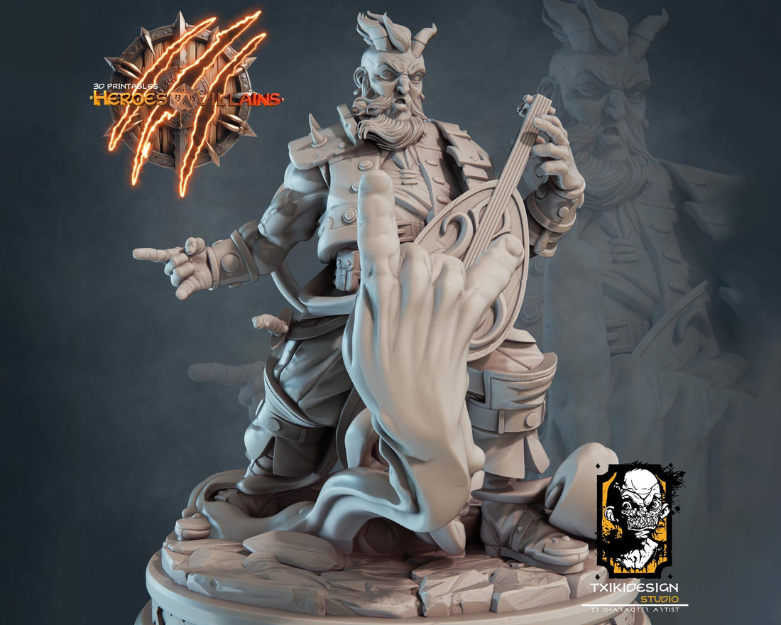 Tiefling Bard Miniature | Tabletop RPG Miniature | Javier Txiki Tejedor | Roleplaying 3D Printed Fantasy Mini - 3DPrintDen