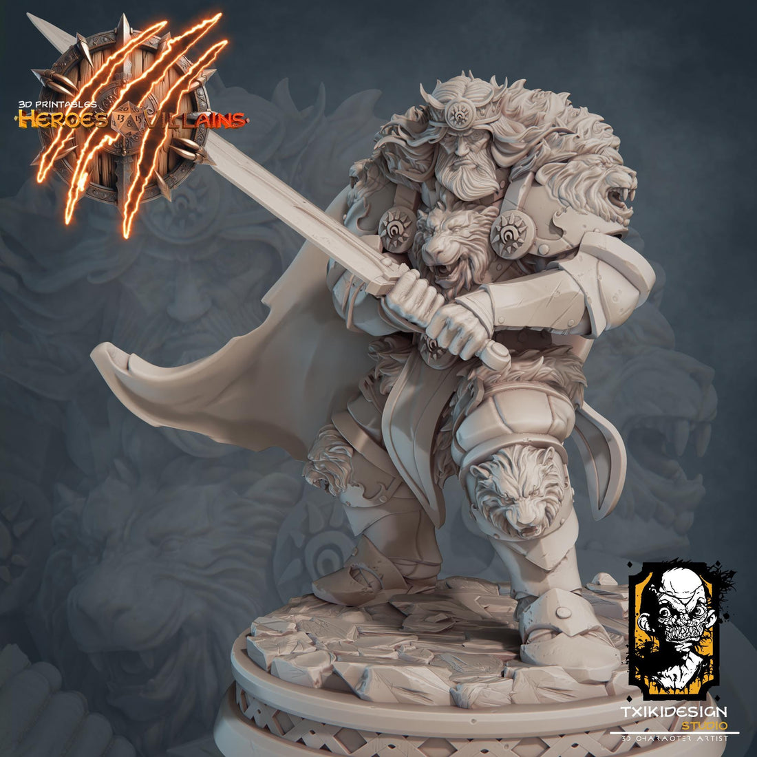 King Miniature, Leofric | Tabletop RPG Miniature | Javier Txiki Tejedor | Roleplaying 3D Printed Fantasy Mini - 3DPrintDen