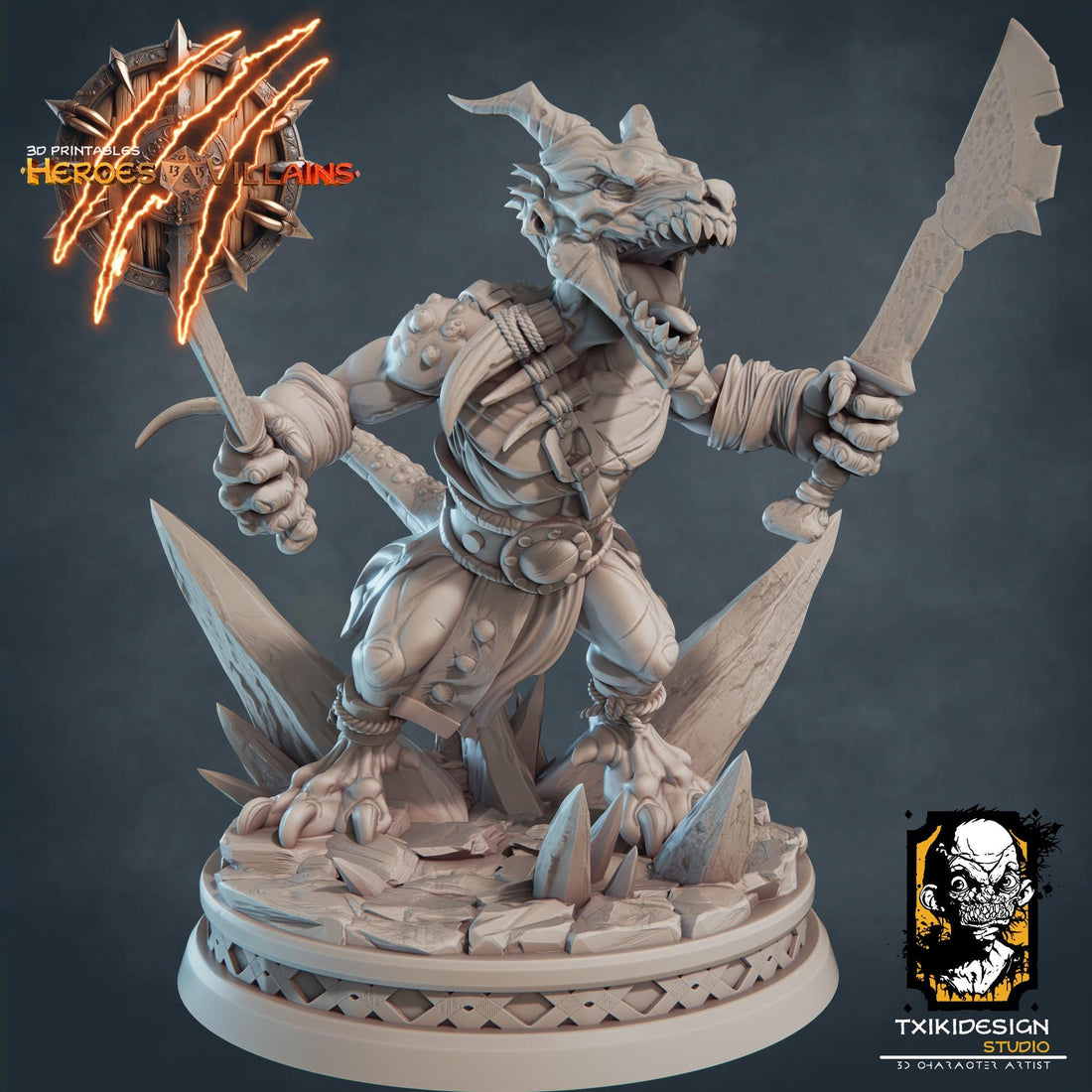 Goblin Warrior Miniature | Tabletop RPG Miniature | Javier Txiki Tejedor | Roleplaying 3D Printed Fantasy Mini - 3DPrintDen