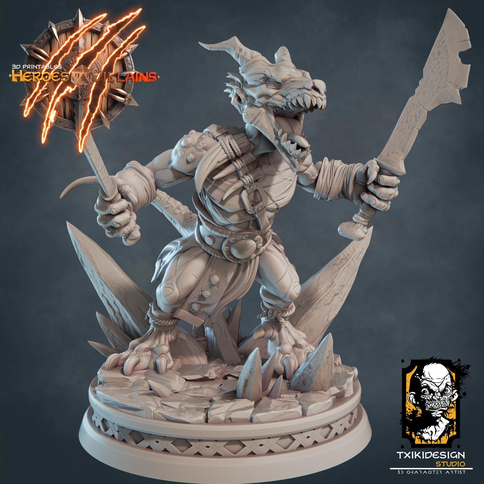 Goblin Warrior Miniature | Tabletop RPG Miniature | Javier Txiki Tejedor | Roleplaying 3D Printed Fantasy Mini - 3DPrintDen