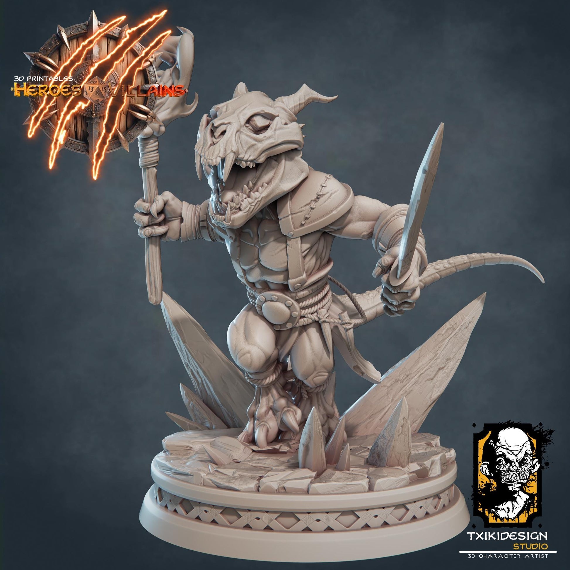 Goblin Warrior Miniature | Tabletop RPG Miniature | Javier Txiki Tejedor | Roleplaying 3D Printed Fantasy Mini - 3DPrintDen