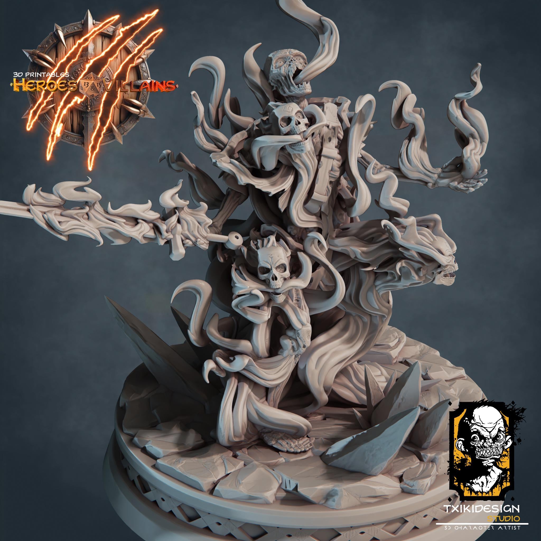 Undead Warrior Miniature | Tabletop RPG Miniature | Javier Txiki Tejedor | Roleplaying 3D Printed Fantasy Mini - 3DPrintDen