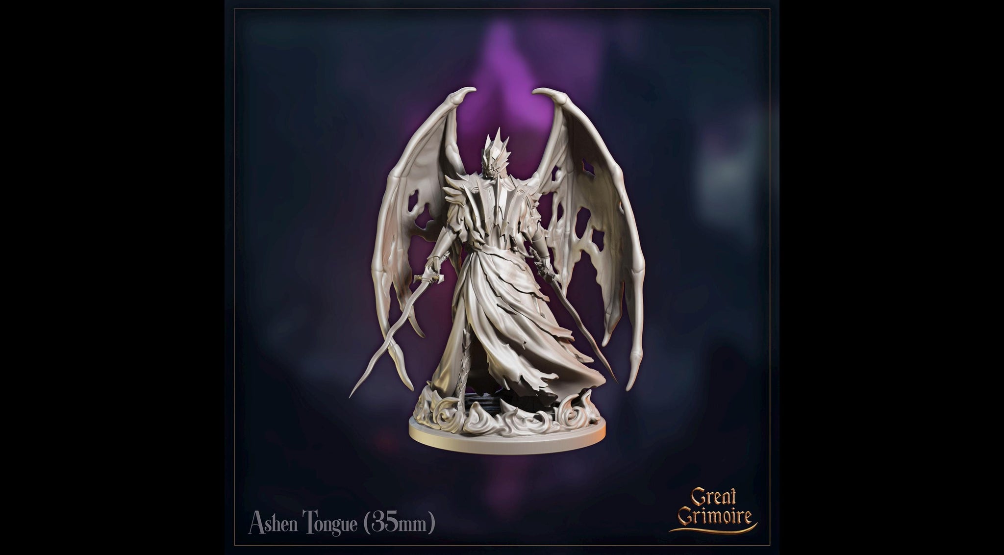 Ashen Tongue Demon | Tabletop RPG Miniature | Great Grimoire | Roleplaying 3D Printed Fantasy Mini - 3DPrintDen